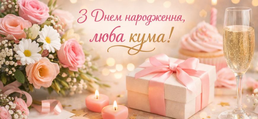 Привітання з Днем народження кумі своїми словами картинка