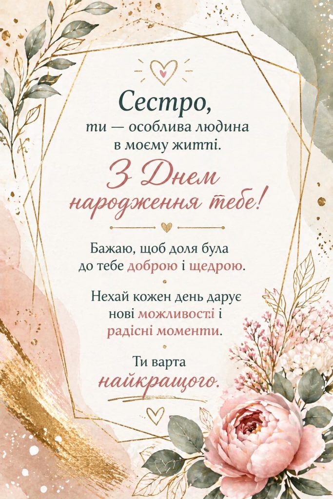 Зворушливі привітання з Днем народження сестрі картинка 4