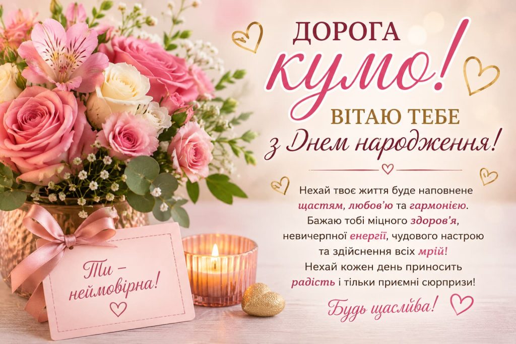Короткі привітання з Днем народження для куми картинка 4