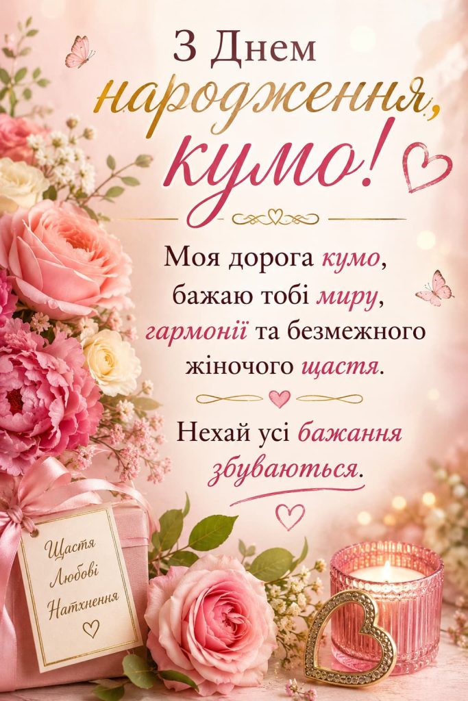 Короткі привітання з Днем народження для куми картинка 5