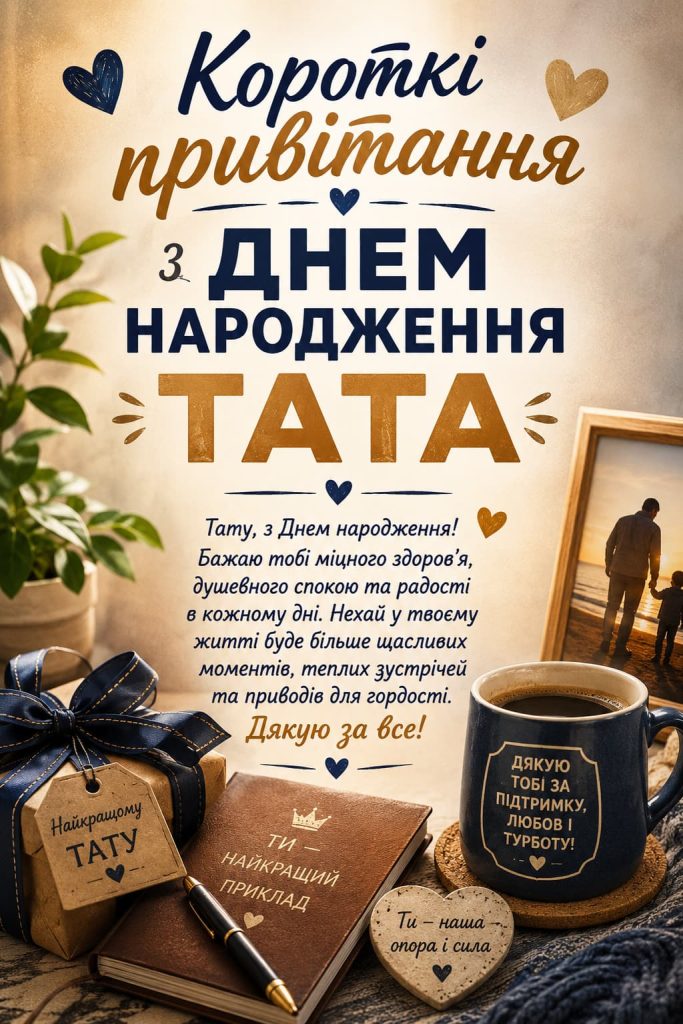 Короткі привітання з Днем народження тата картинка 1