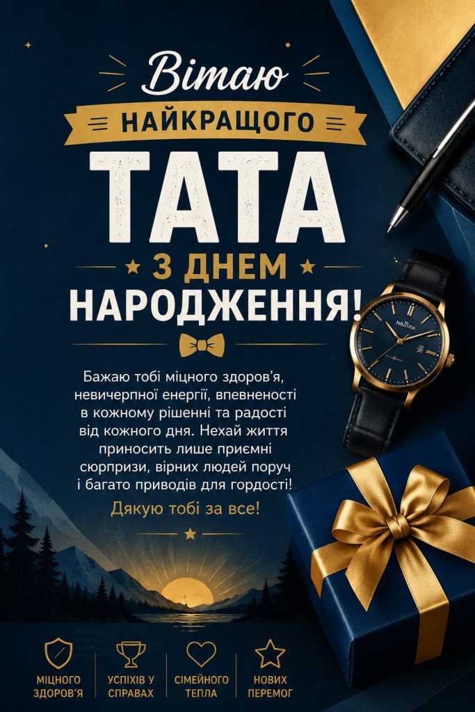 Короткі привітання з Днем народження тата картинка 2