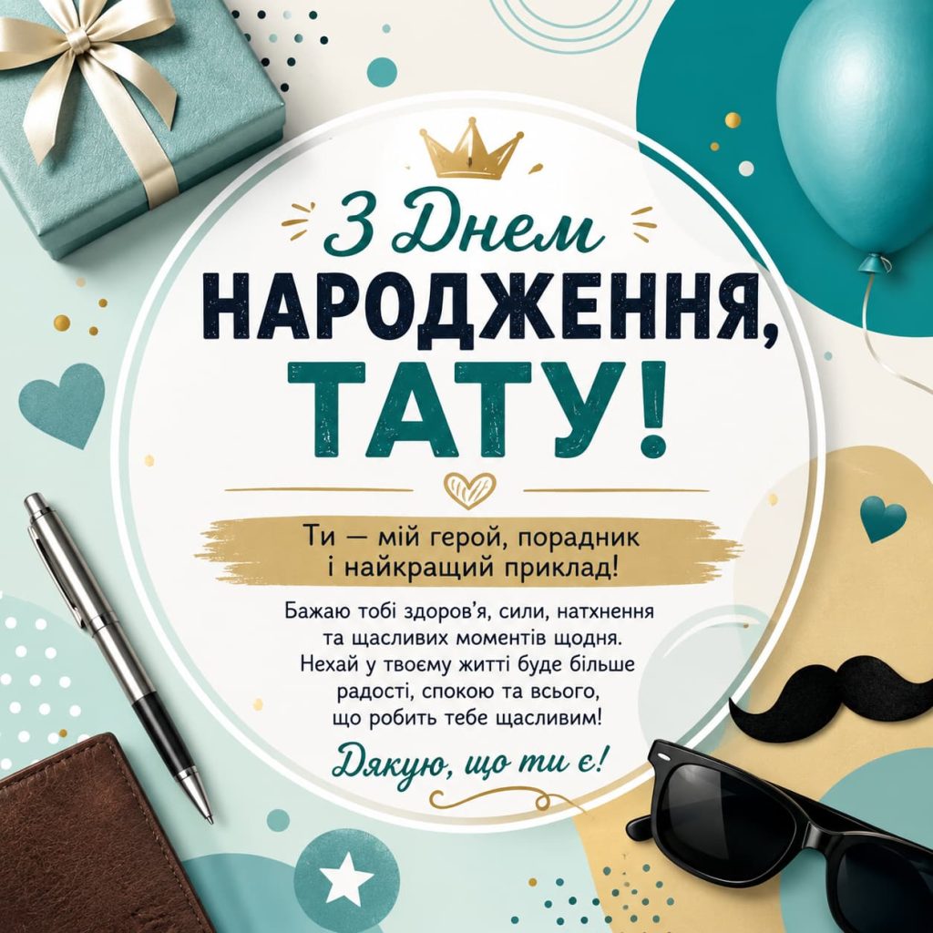 Короткі привітання з Днем народження тата картинка