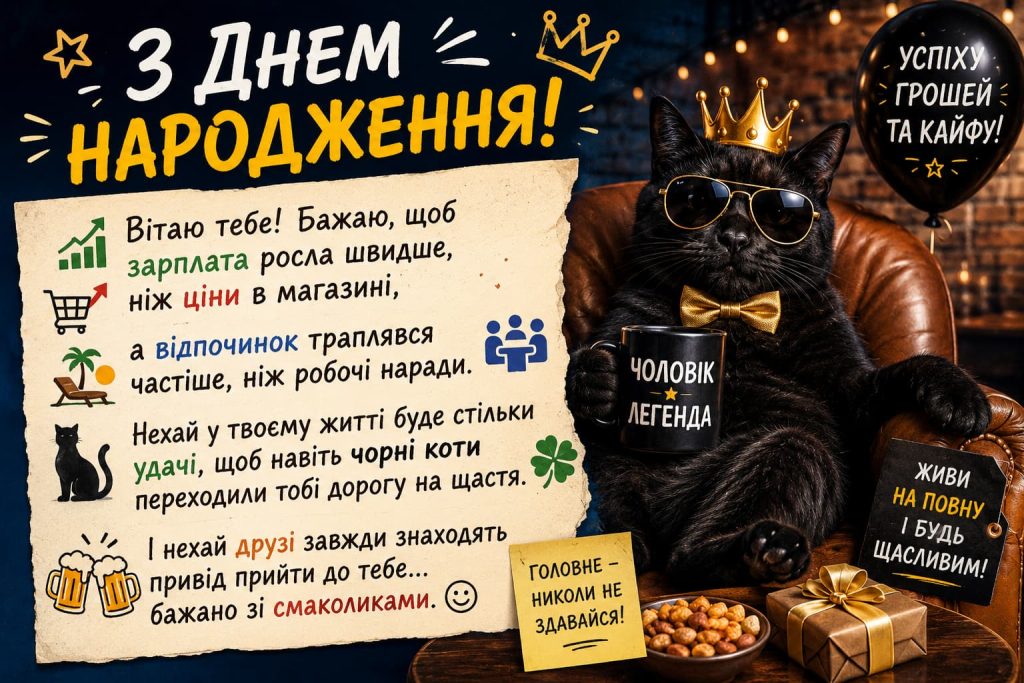 Прикольні привітання з Днем народження мужчині картинка 5