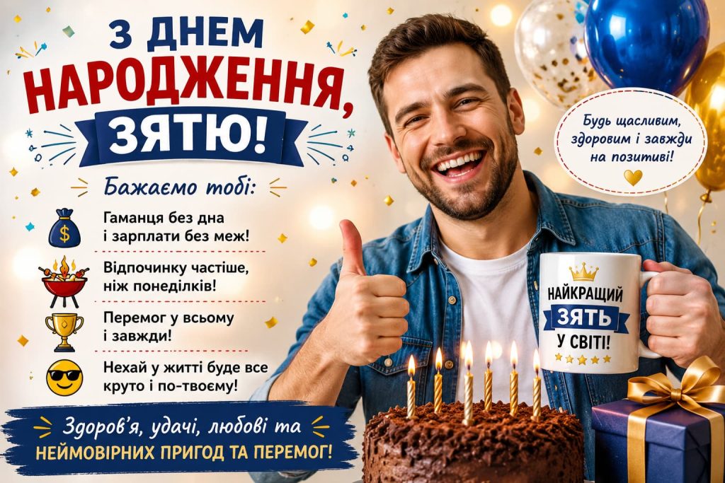 Прикольні привітання з Днем народження зятю та картинки