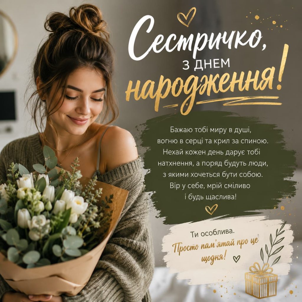 Привітання з Днем народження для сестри своїми словами картинка 2