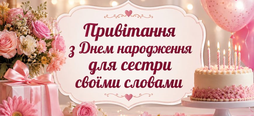 Привітання з Днем народження для сестри своїми словами картинка