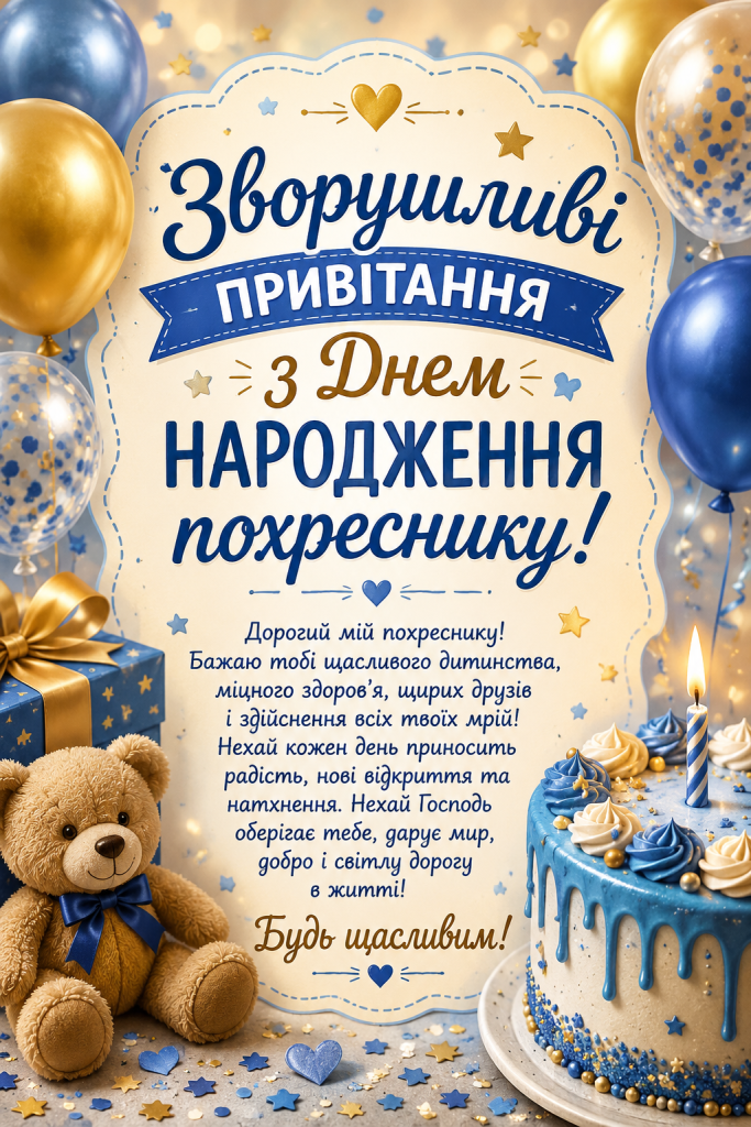 Зворушливі привітання з Днем народження похреснику  картинка 1