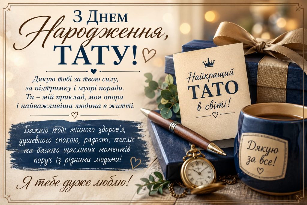 Зворушливі привітання з Днем народження татові та картинки 5