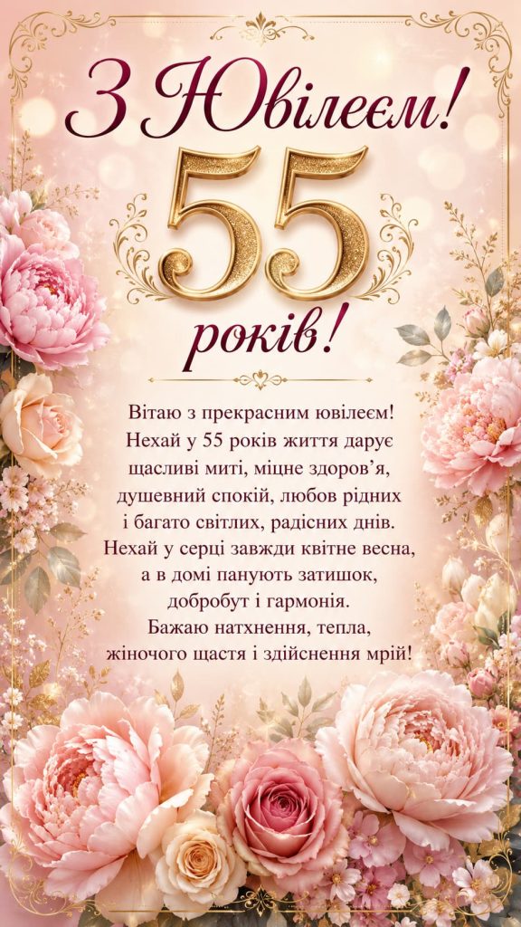 привітання з ювілеєм 55 років жінці картинка 1
