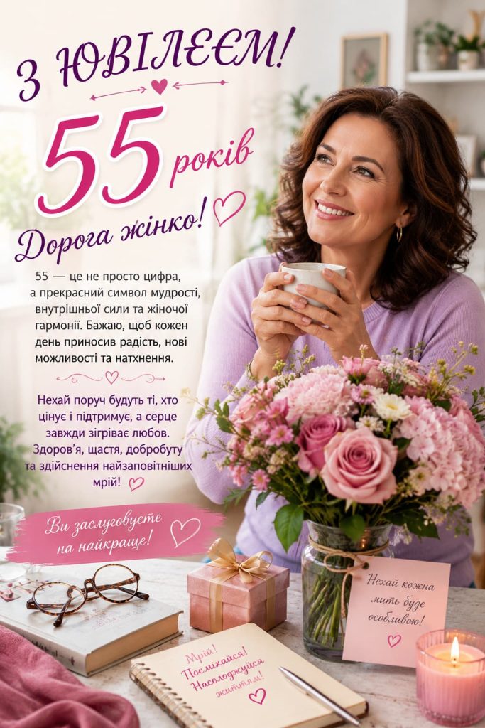 привітання з ювілеєм 55 років жінці картинка